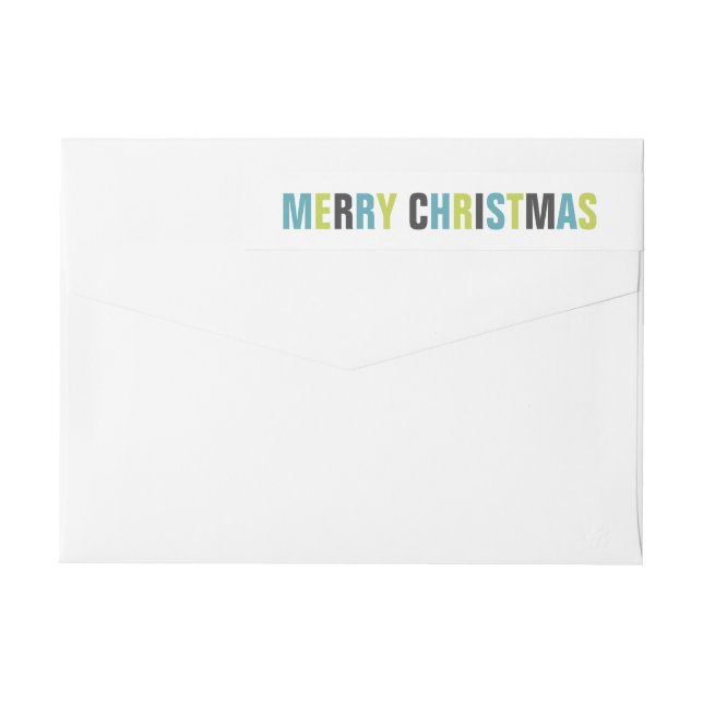 "Merry Christmas" Colourful Bold Letters Holiday  Wrap Around Label (Back)