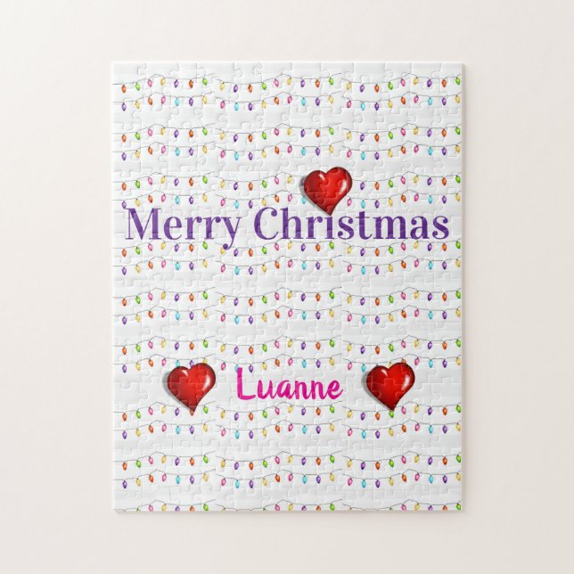 Merry Christmas Colourful Bright Lights  Jigsaw Puzzle (Vertical)