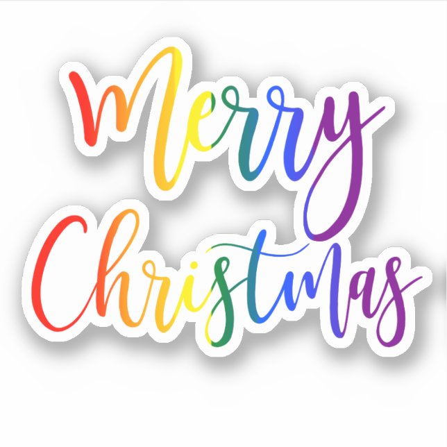 Merry Christmas Colourful Bright Rainbow Script (Front)