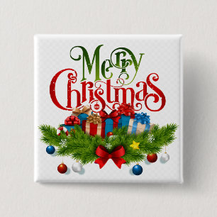 Merry Christmas, Colourful design, 15 Cm Square Badge