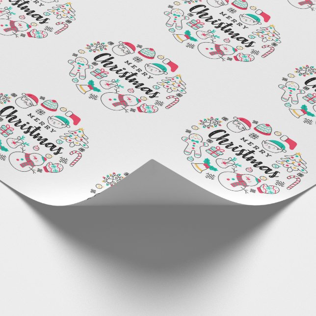 Merry Christmas colourful drawing Wrapping Paper (Corner)