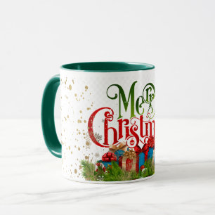 Merry Christmas, colourful holiday greetings, Mug