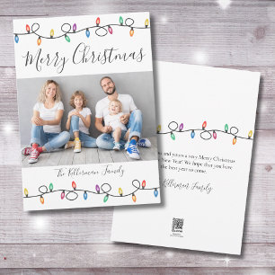 Merry Christmas Colourful Holiday Lights Photo Car Card