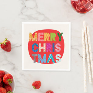 Merry Christmas-Colourful Holiday Party Decor Napkin