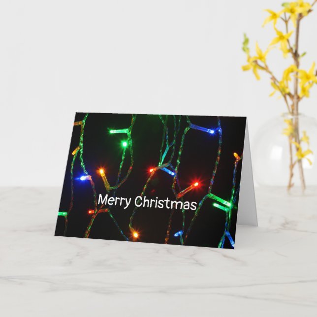 "Merry Christmas" colourful lights Card (Yellow Flower)
