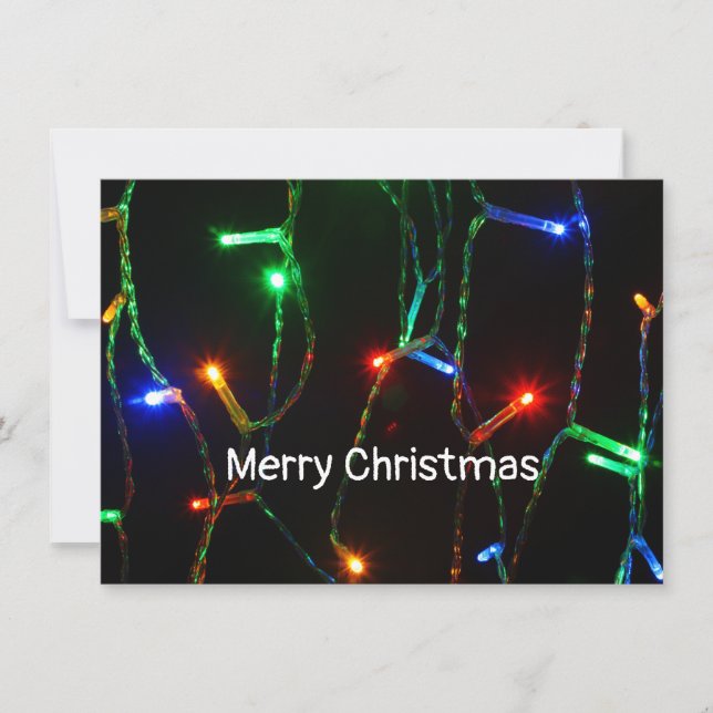 "Merry Christmas" colourful lights Card (Front)
