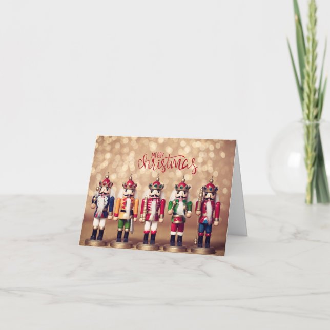 Merry Christmas Colourful Nutcrackers  Card (Front)
