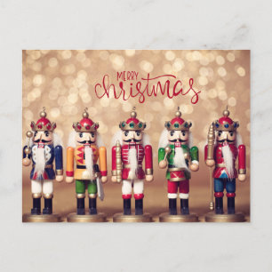 Merry Christmas Colourful Nutcrackers  Holiday Postcard