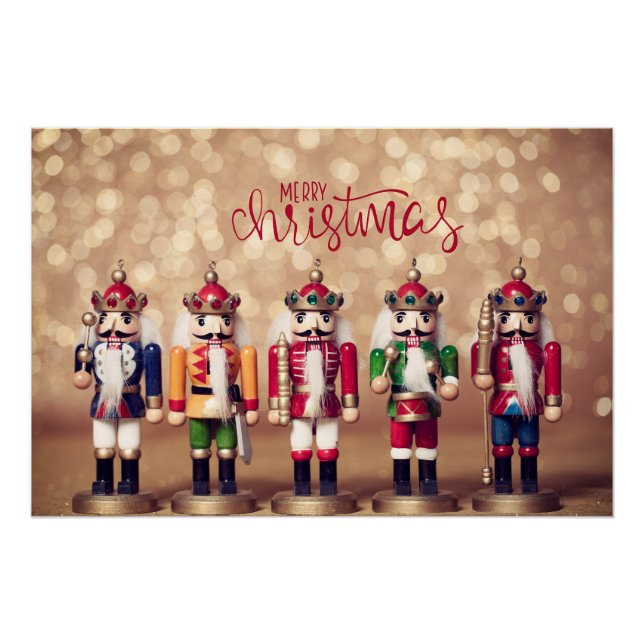 Merry Christmas Colourful Nutcrackers  Poster (Front)