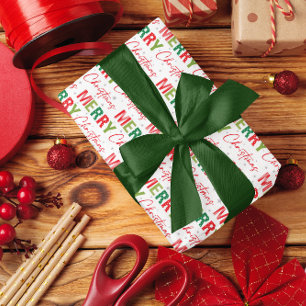 Merry Christmas Colourful Retro Typography Pattern Wrapping Paper