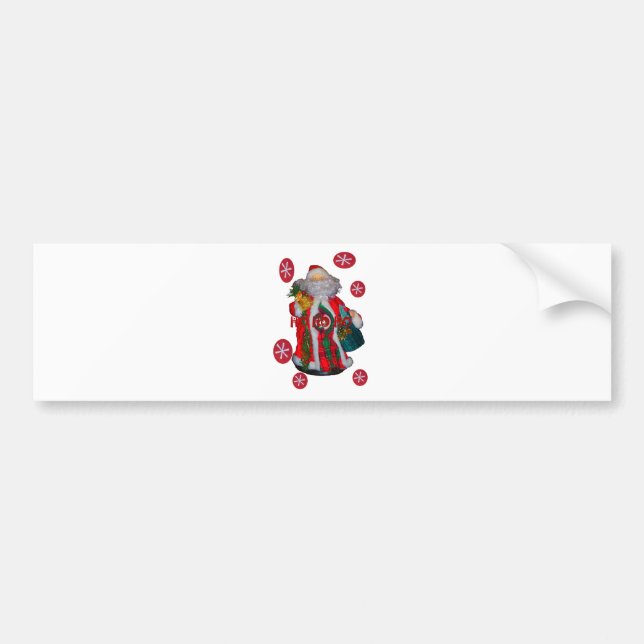 Merry Christmas Colourful Santa Claus Art Print  Bumper Sticker (Front)