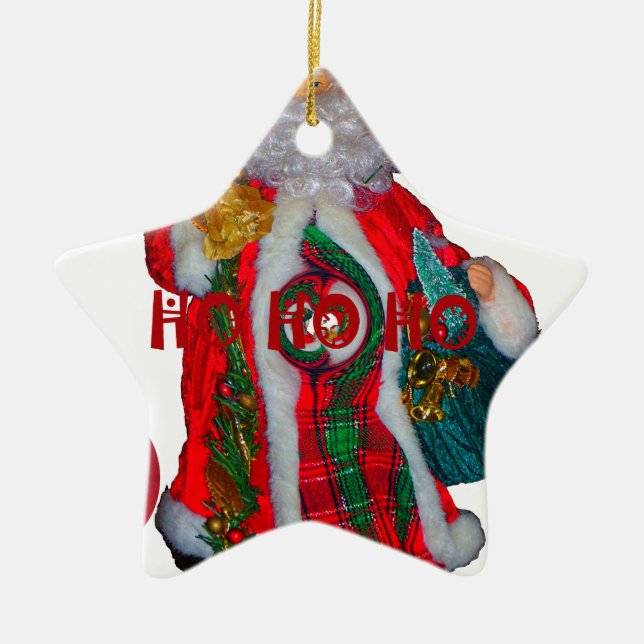 Merry Christmas Colourful Santa Claus Art Print  Ceramic Ornament (Front)