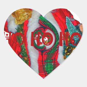 Merry Christmas Colourful Santa Claus Art Print Heart Sticker