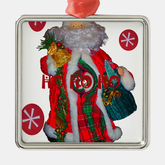 Merry Christmas Colourful Santa Claus Art Print  Metal Ornament (Front)