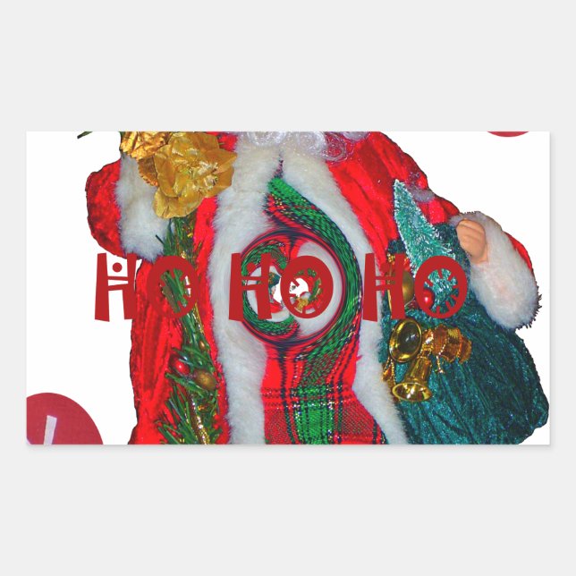 Merry Christmas Colourful Santa Claus Art Print  Rectangular Sticker (Front)