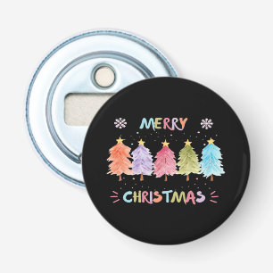 Merry Christmas Colourful Trees Essential Bottle Opener