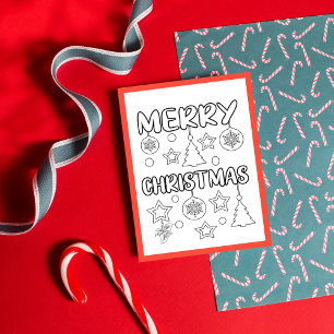 Merry Christmas Colouring Page Activity Cards