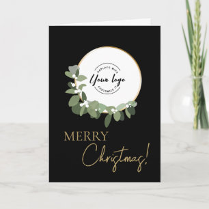 Merry Christmas Company Logo Gold black Custom Holiday Card