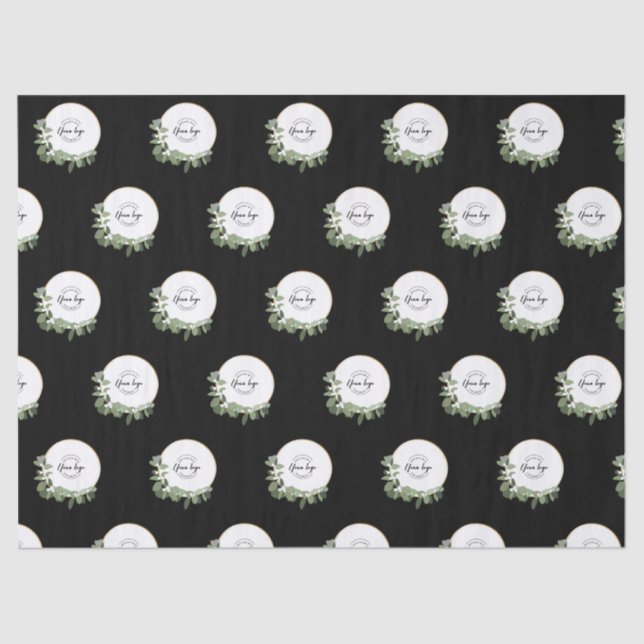 Merry Christmas Company Logo Gold black Custom Tissue Paper (Front)