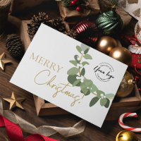 Merry Christmas Company Logo Gold white Custom