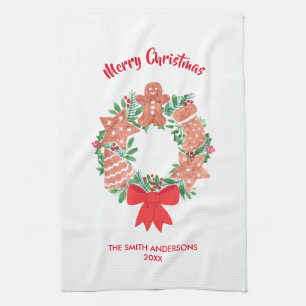 Merry Christmas Cookie Custom Name Tea Towel