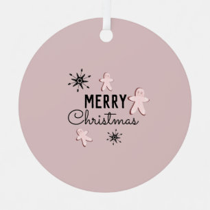 Merry Christmas Cookie Gingerbread Pink Metal Tree Decoration
