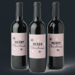 Merry Christmas Cookie Gingerbread Pink Wine Label<br><div class="desc">Christmas Themed Wine Labels - Christmas Snowflakes Gingerbread Christmas Cookies</div>