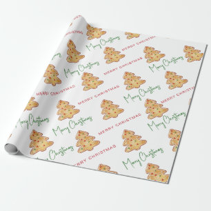 Merry Christmas Cookie Pattern Script Wrapping Paper