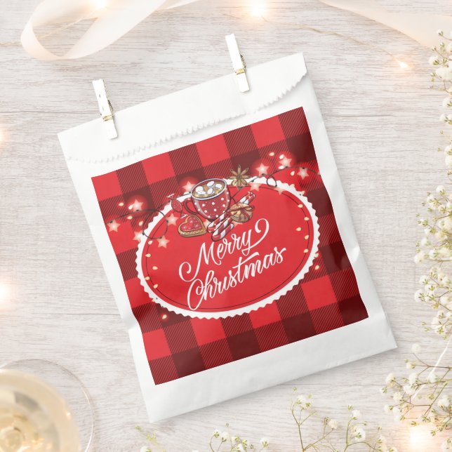 Merry Christmas Cookies and Cocoa Christmas Party Favour Bag (Clipped)