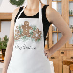 Merry Christmas Cookies Apron<br><div class="desc">This festive apron is decorated with watercolor Christmas cookies and foliage and says Merry Christmas.
Easily customisable.
Because we create our artwork you won't find this exact image from other designers.
Original Watercolor © Michele Davies.</div>