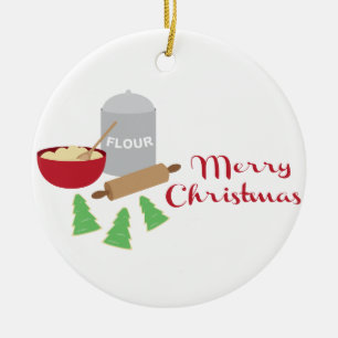 Merry Christmas Cookies Ceramic Ornament
