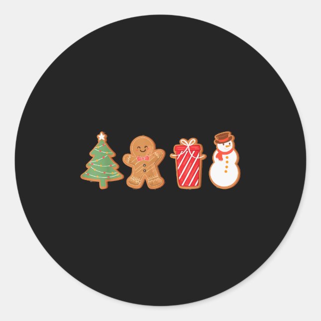 Merry Christmas Cookies Gingerbread Cookies Xmas W Classic Round Sticker (Front)