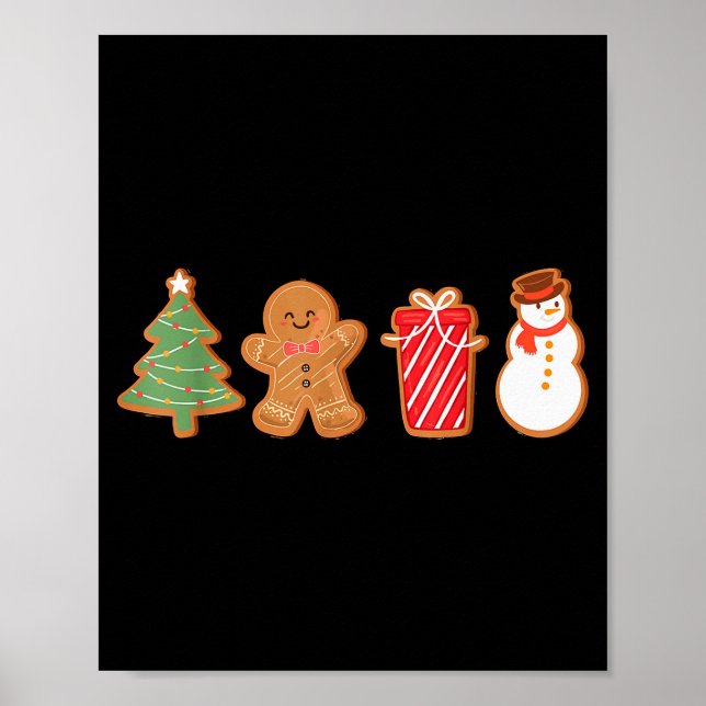 Merry Christmas Cookies Gingerbread Cookies Xmas W Poster (Front)