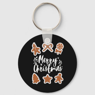 Merry Christmas Cookies Gingerbread Man Tree King Key Ring