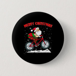 Merry Christmas Cool Christmas Santa Mountain Biki 6 Cm Round Badge
