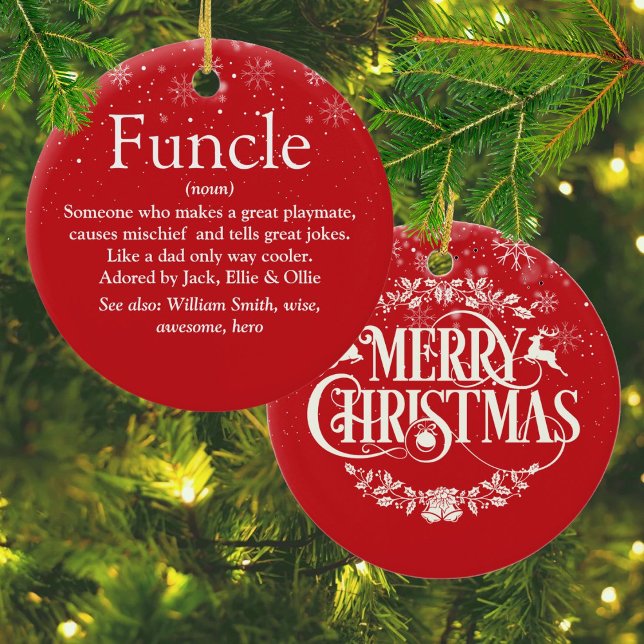 Merry Christmas Cool Funcle Uncle Definition Ceramic Ornament (Merry Christmas Cool Funcle Uncle Definition Ceramic Ornament)