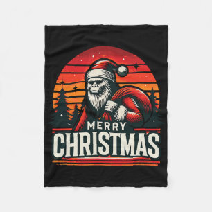 Merry Christmas Cool Santa Bigfoot Ho! Ho! Ho! Fleece Blanket