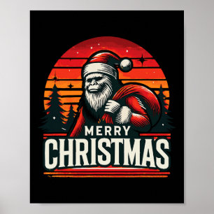 Merry Christmas Cool Santa Bigfoot Ho! Ho! Ho! Poster
