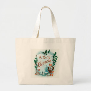 Merry Christmas Cool Santa Greeting Large Tote Bag