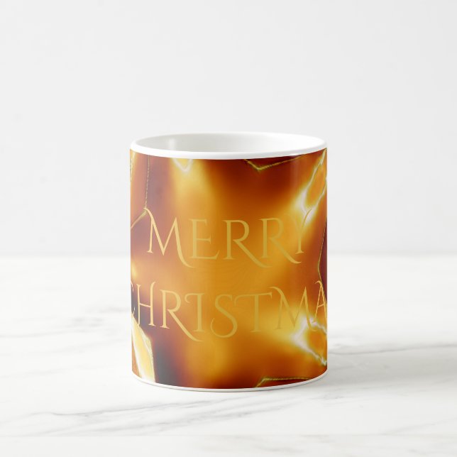 Merry Christmas Copper Gold Shiny Star Coffee Mug (Center)