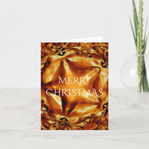 Merry Christmas Copper Gold Shiny Star Holiday Card