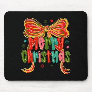 Merry Christmas Coquette Bow Christmas Women Girls Mouse Pad