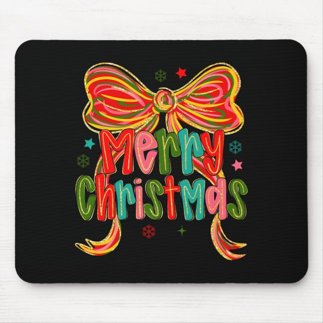 Merry Christmas Coquette Bow Christmas Women Girls Mouse Pad (Front)