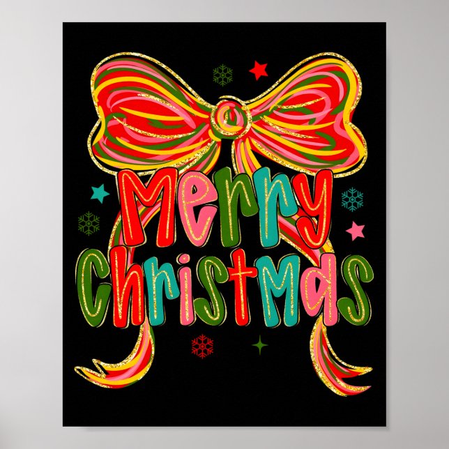 Merry Christmas Coquette Bow Christmas Women Girls Poster (Front)