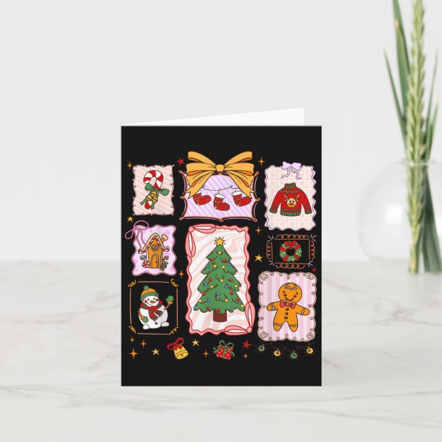 Merry Christmas Coquette Bow Family Xmas Men Women Card (Front)