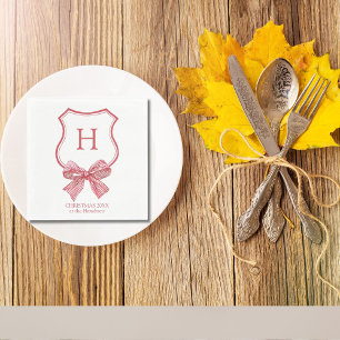 Merry Christmas Coquette Bow Monogram Napkin