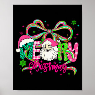 Merry Christmas Coquette Bow Nk Santa Claus Girl W Poster