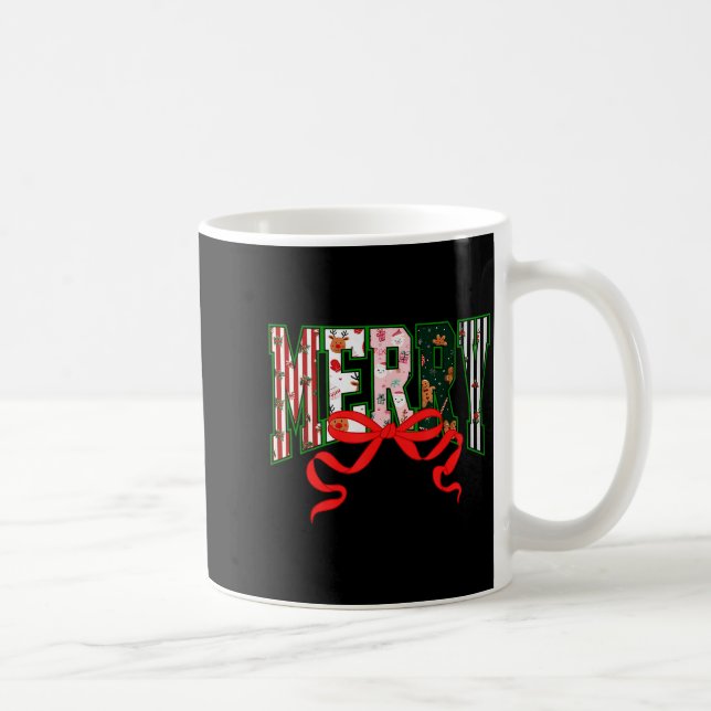 Merry Christmas Coquette Bow Xmas Family Pajamas H Coffee Mug (Right)