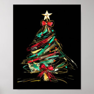 Merry Christmas Coquette Bow Xmas Tree Family Paja Poster