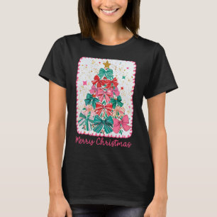 Merry Christmas Coquette Bow Xmas Tree Holiday Gir T-Shirt
